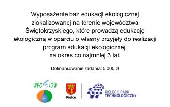 Wyposażenie baz edukacji ekologicznej - dofinansowanie z WFOŚiGW w Kielcach